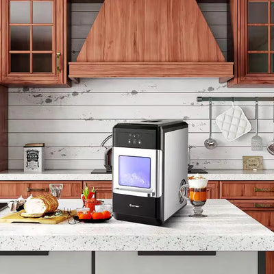 10 In. 44 Lb. Nugget Portable Ice Maker in Silver and Black Countertop with Ice Scoop and Self-Cleaning | Fridge.com