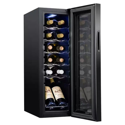 12-Bottle Wine Cooler, Large Cellar Cooling Unit in Black, Freestanding Wine Fridge with Lock | Fridge.com