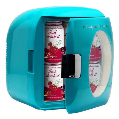 12 Can Mini Retro Beverage Cooler in Turquoise | Fridge.com
