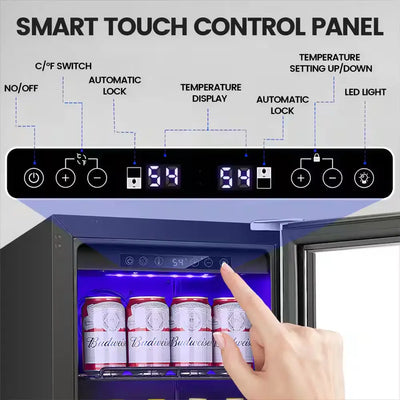 14.96 In. Single Zone 28 Bottles and 88 Cans Beverage and Wine Cooler in Black | Fridge.com