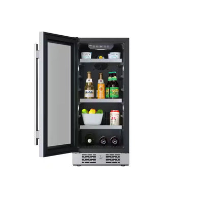 15 In. Single Zone 86-Cans Built-In or Freestanding Beverage Cooler in Black Stainless Steel | Fridge.com