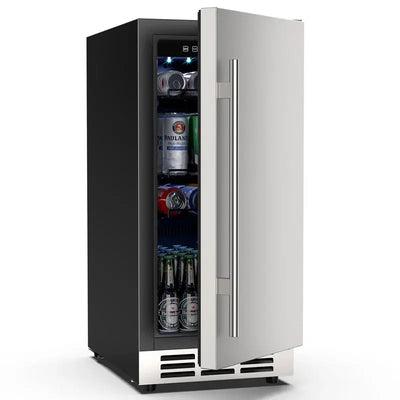 15 Inch Outdoor Beverage Fridge, Weather Proof Stainless Steel Beverage Cooler under Counter Beer | Fridge.com
