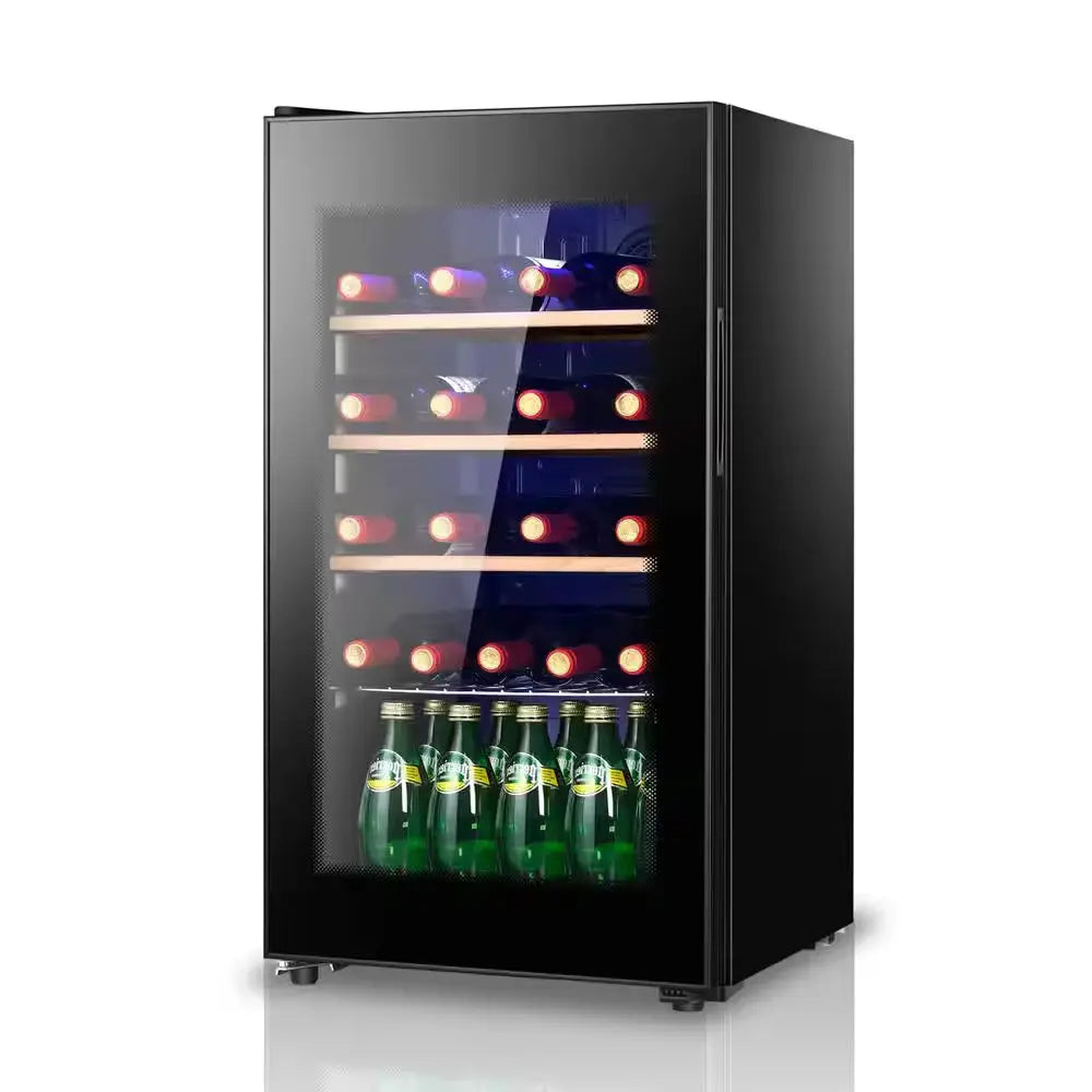 15.75 In. Single Zone Beverage and Wine Cooler in Black with Double Glass Door and Adjustable Shelving | Fridge.com