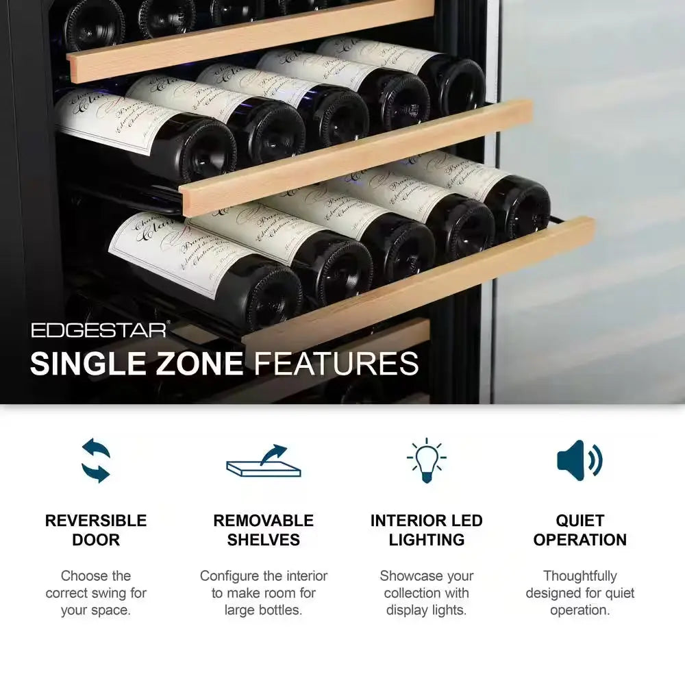 151 Bottle 24 In. Built-In Single Zone Wine Cooler | Fridge.com