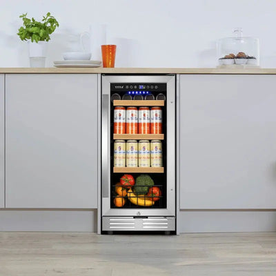 15" Beverage Refrigerator 130 Can Built-In Beer Cooler with Two Handle and Reversible Hinge | Fridge.com