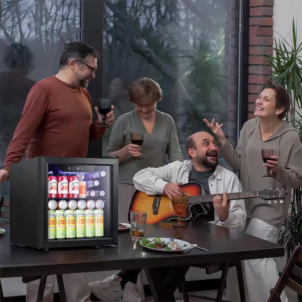 16.46 In. Single Zone 1.3 Cu.Ft Beverage & Wine Cooler -12 Bottle & 48 Can in Black | Fridge.com