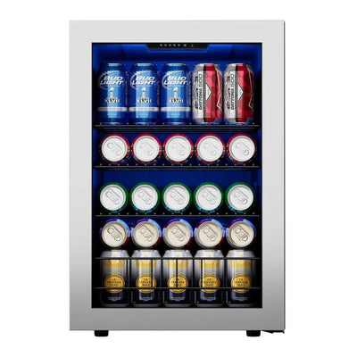 16.9 In. Single Zone 82-Cans Beverage Cooler Freestanding Compressor Frost Free Refrigerator Fridge in Stainless Steel | Fridge.com