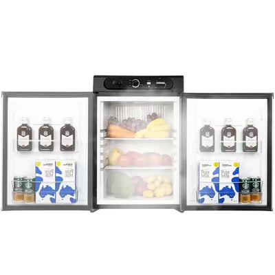 19 In. 2.1 Cu. Ft. Mini Refrigerator in Black, Silver Camper Gas Refrigerator 120V Quiet Outdoor Camper RV Fridge | Fridge.com