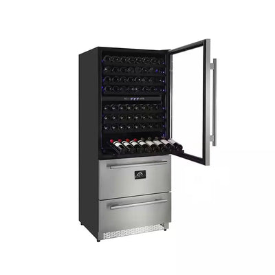 Capraia 30 In. Triple Zone 144/200 Bottles-Cans Freestanding Wine Cooler with Compressor in Stainless Steel | Fridge.com