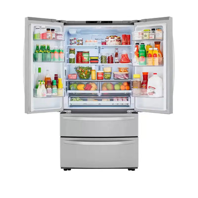 23 Cu. Ft. 4-Door French Door Refrigerator with Internal Water Dispenser in Print Proof Stainless Steel, Counter Depth | Fridge.com