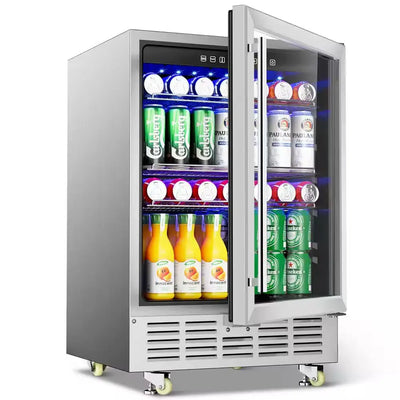 23.2 In. Single Zone 180-Cans Beverage and Wine Cooler in Silver | Fridge.com