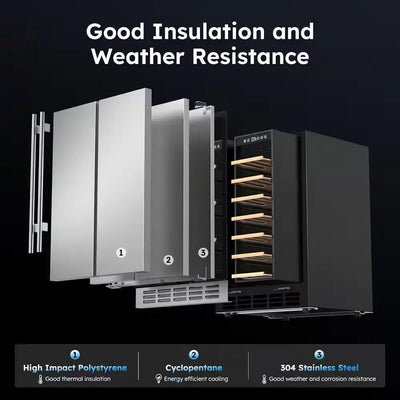 23.4 In. Dual Zone 20-Wine Bottles and 57-Cans Beverage and Wine Cooler in Silver | Fridge.com