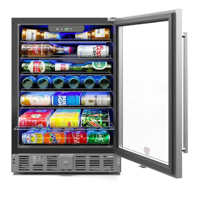 23.4 In. Stainless Steel, Glass-Door Built-In Refrigerator and Beverage Cooler, 5 Cu. Ft. | Fridge.com