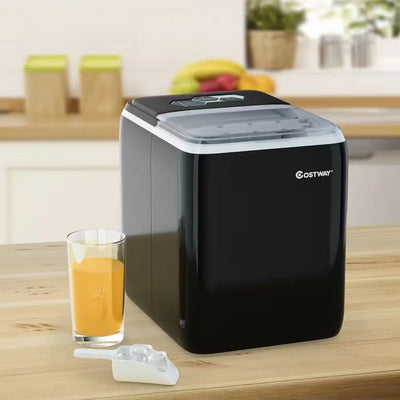 10.5 In. 44 Lbs./24 Hour Portable Ice Maker Self-Clean with Scoop in Black | Fridge.com