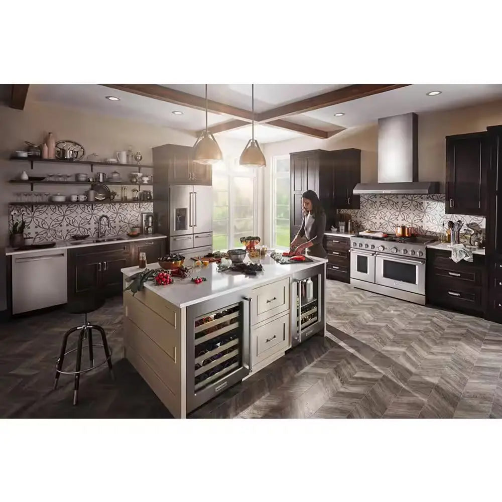 24 In. 14-Bottle Wine and Beverage Cooler in Black Cabinet with Stainless Door | Fridge.com