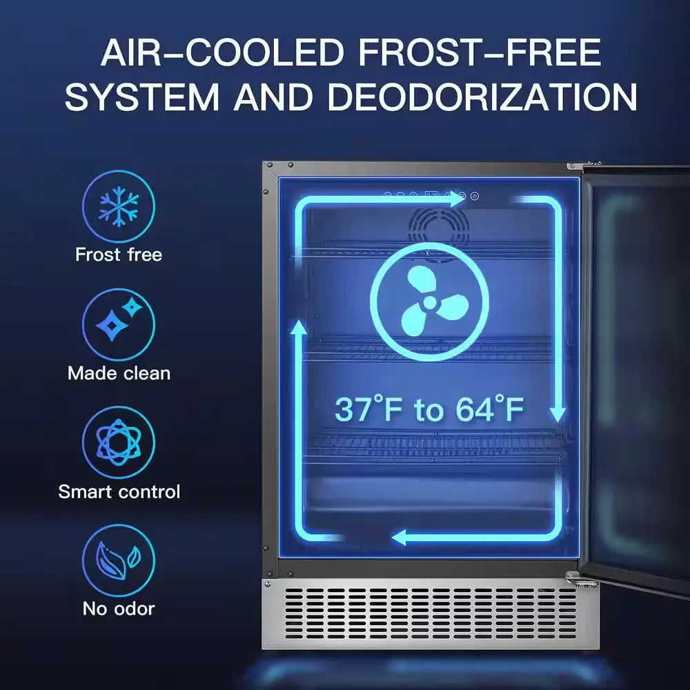 24 In. 150-Cans(24 Oz.) Single Zone Beverage Cooler Beer Refrigerator Built-In or Freestanding Fridge in Stainless Steel | Fridge.com