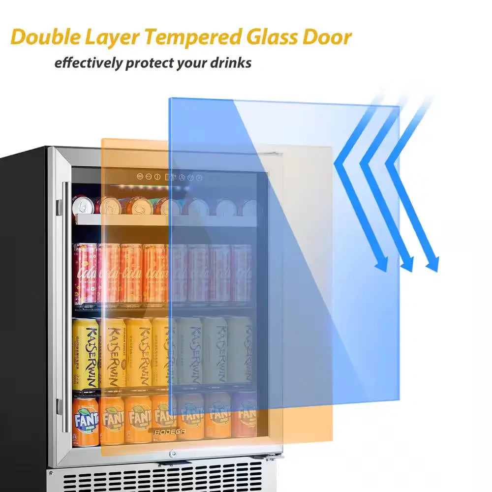 24 In. Built-In Beverage Center Single Zone 180-Cans Beverage Cooler Fridge in Stainless Steel | Fridge.com