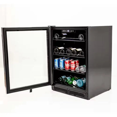 24 In. W Single Zone 133-Can Capacity Beverage Cooler, in Stainless Steel and Black Cabinet | Fridge.com
