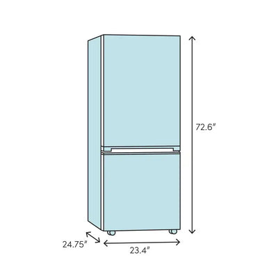 24" 13 Cubic Feet Bottom Freezer Fridge with Internal Auto Ice Maker, Stainless Steel | Fridge.com
