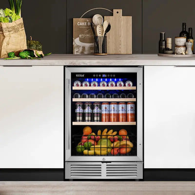 24" Beverage Refrigerator 150 Cans Reversible Handle Built-In Beer Fridge Soda Drink Cooler | Fridge.com