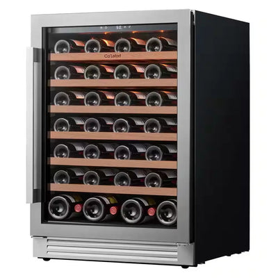 24" Single Zone 54-Bottle Built-In Wine Cooler Refrigerator Fridge Touch Panel Frost Free Dual Layer Tempered Glass Door | Fridge.com