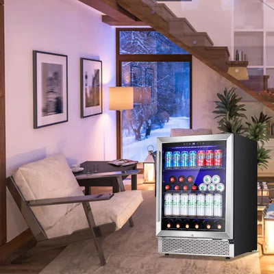 24”Wine Cooler Cabinet Built-In or Freestanding, Beverage Refrigerator with Stainless Steel Glass Door | Fridge.com