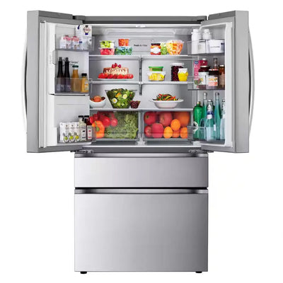 26 Cu. Ft. SMART Counter Depth MAX French Door Refrigerator with Full Convert Drawer in Printproof Stainless | Fridge.com