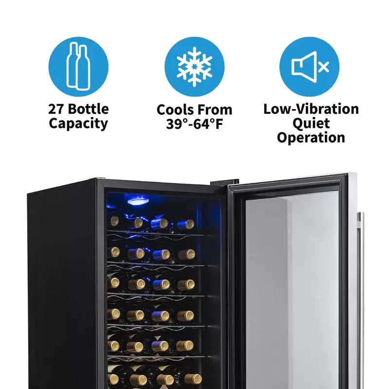 27 Bottle Compressor Wine Cooler, Stainless Steel | Fridge.com