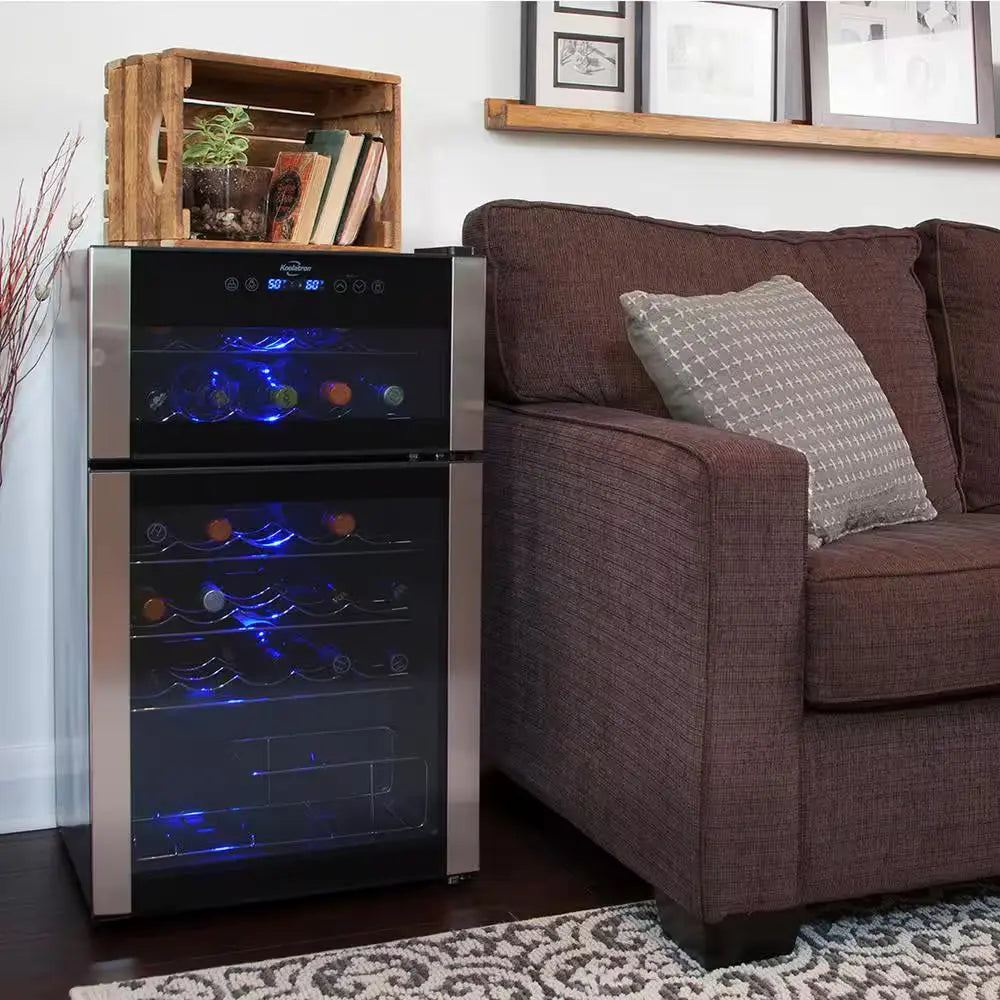 29 Bottle Dual Zone Wine Cooler, Black, 3 Cu. Ft.. (86L) Freestanding Wine Fridge | Fridge.com
