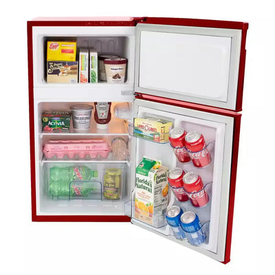 3.0 Cu. Ft. Retro 2 Door Mini Fridge in Red with Freezer | Fridge.com