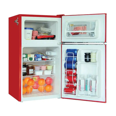 3.2-Cu Ft. 2-Door Retro Compact Bar Fridge with Freezer and Side Bottle Opener | Fridge.com