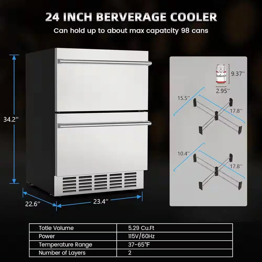 3.25 Cu. Ft. Built-In Outdoor Refrigerator in Stainless Steel Silver | Fridge.com