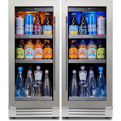 30 In. Dual Zone 200-Cans Beverage Cooler Side-By-Side Refrigerators Built-In or Freestanding Fridge Frost Free in Black | Fridge.com