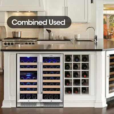 30 In. Triple Zone Cellar Cooling Unit 61-Bottles Wine Cooler Side-By-Side Refrigerators Safety Lock Frost Free in Black | Fridge.com