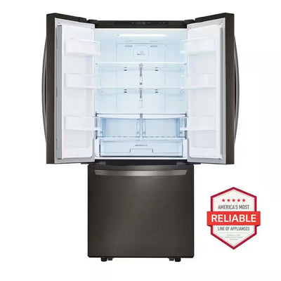 30 In. W 22 Cu. Ft. French Door Refrigerator with Ice Maker in Black Stainless Steel | Fridge.com