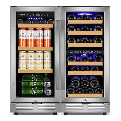 30" Wine & Beverage Refrigerator Triple Zone 30 Bottle & 130 Can Built-In Split Wine and Beer Cooler | Fridge.com