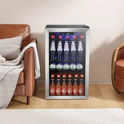 31.5"H X 17.5"W X 19.61"D Beverage Cooler Refrigerator Soda Drink Beer Fridge with Wine Storage | Fridge.com