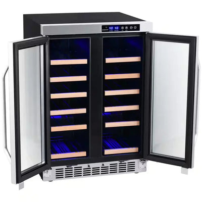 36 Bottle 24 In. Built-In French Door Dual Zone Wine Cooler | Fridge.com
