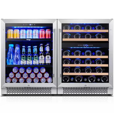 48 In. Triple Zone 46-Wine Bottles 140-Cans Beverage and Wine Cooler Side-By-Side Refrigerators Built-In Fridge in Black | Fridge.com