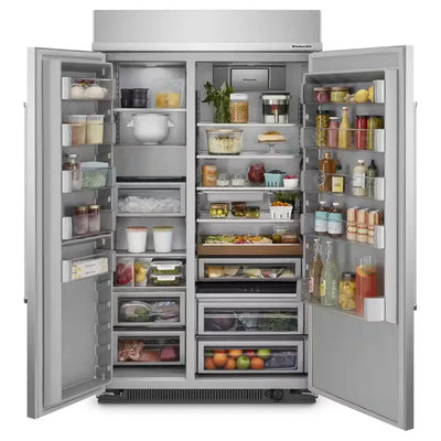 48 In. W 30 Cu. Ft. Built-In Side by Side Refrigerator in Stainless Steel with Printshield | Fridge.com