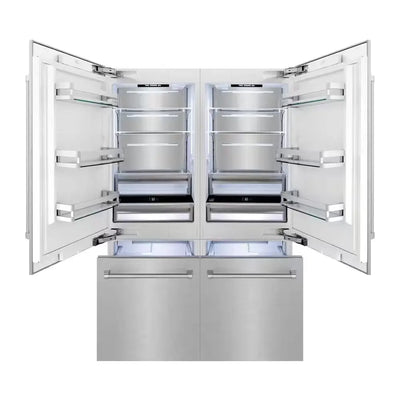 60 In. 4-Door French Door Refrigerator with Internal Ice and Water Dispenser in Fingerprint Resistant Stainless Steel | Fridge.com