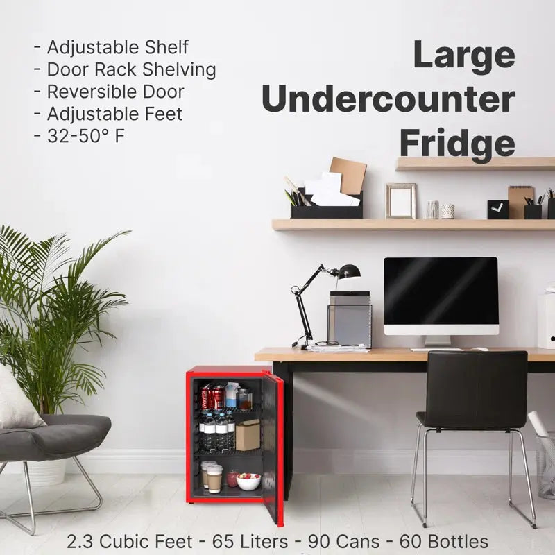 HUSKY Premium Undercounter/Freestanding Beverage Cooler & Mini Fridge 2.3 Cu.Ft./65L with Reversible Door | Fridge.com