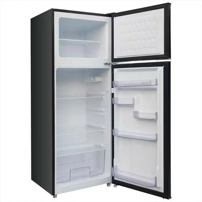 7.5 Cu Ft Mini Refrigerator with Top Freezer and Chrome Handles in Black | Fridge.com