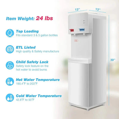 ACEM White Free Standing Top Loading Electric Water Dispenser | Fridge.com