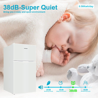 BANGSON Mini Fridge with Freezer and 2 Door Small Refrigerator Combo, 3.2 CU.FT, For Home, Office, Dorm, Garage or RV, (White) | Fridge.com