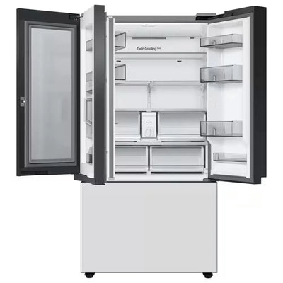 Bespoke 24 Cu. Ft. 3-Door French Door Smart Refrigerator with Beverage Center in White Glass, Counter Depth | Fridge.com