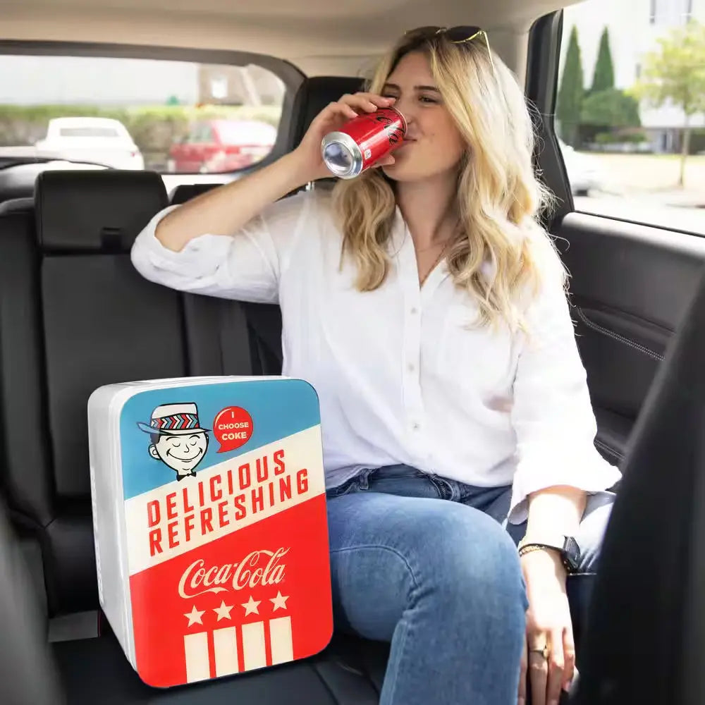 Coca-Cola Americana 0.35 Cu. Ft. Retro Mini Fridge in Red/White/Blue without Freezer | Fridge.com