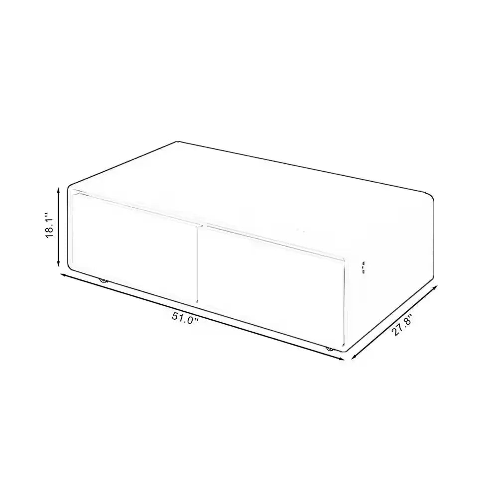 Bluetooth Coffee Table Fridge 27 In. 25 Cu. Ft. Retro Mini Refrigerator in White Tempered Glasstable Top and Back Screen | Fridge.com