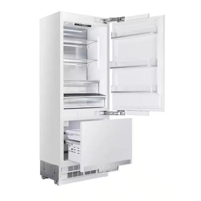 Bold 30 In. 11.5 Cu.Ft. Counter-Depth Built-In Bottom Mount Refrigerator, Rh-Hinge in Stainless Steel with Brass Trim | Fridge.com