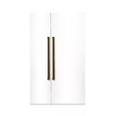 Bold 48 In. 25.2 CF TTL. Counter-Depth Built-In Side-By-Side Refrigerator in White with Bronze Handles | Fridge.com
